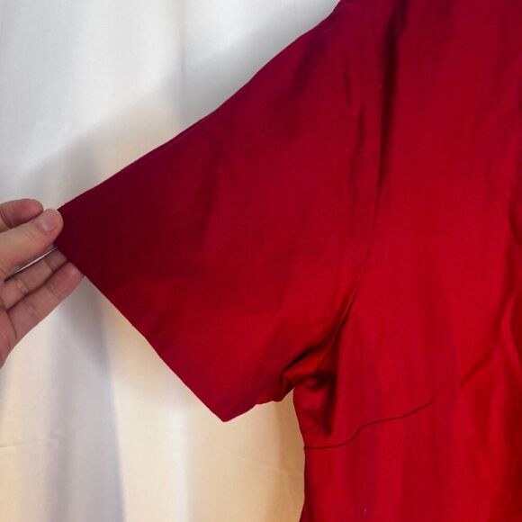 Sag Harbor NWT Red Embroidered Linen Blend Button Front Boho Top Size Large - Picture 5 of 12